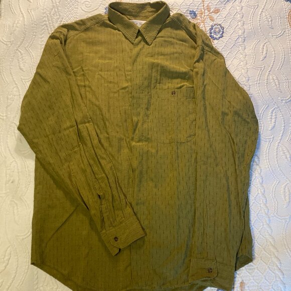 Italian-Made “West Coast” Olive Green Vintage Luxury Silk Shirt – Size Large - Picture 2 of 6